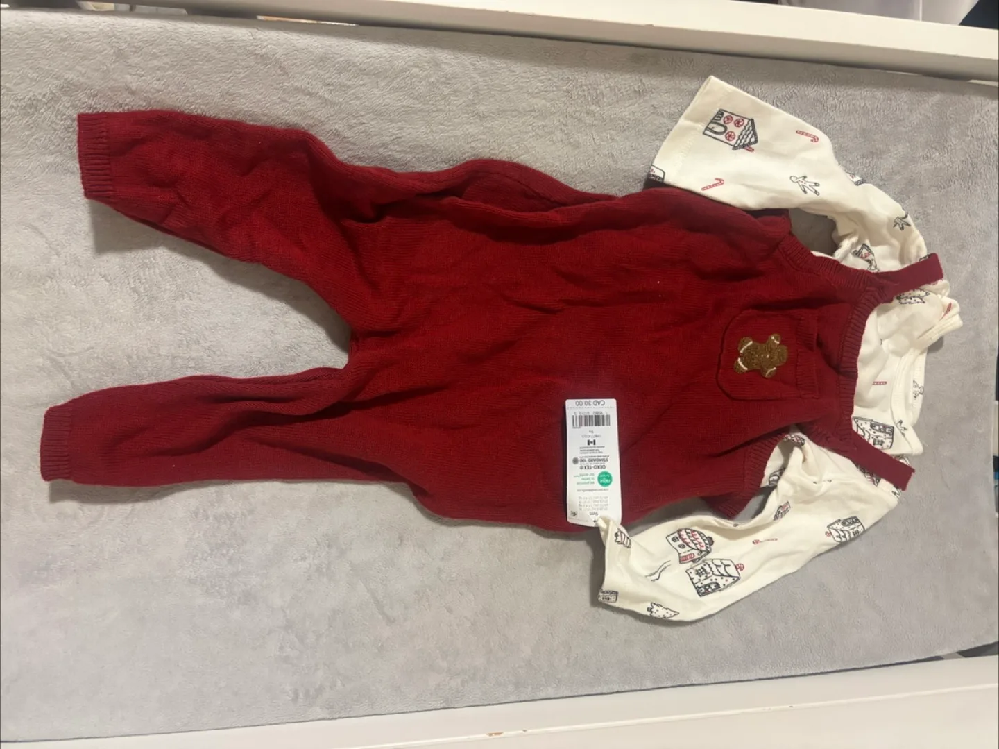 Baby Outfit - Red Knit Jumper & Cream Top thumbnail