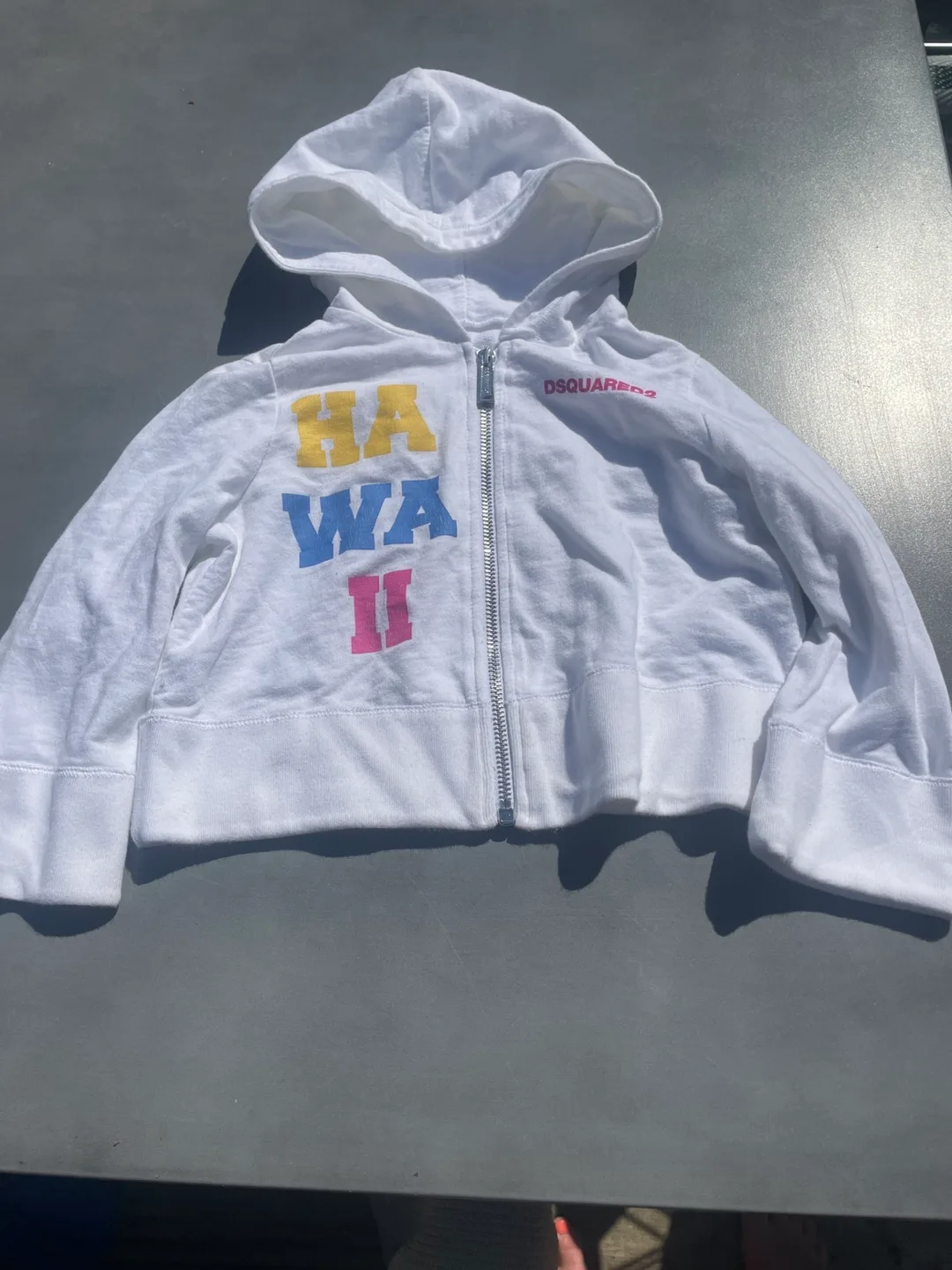 DSQUARED2 Kids White Zip-Up Hoodie Size 2 thumbnail
