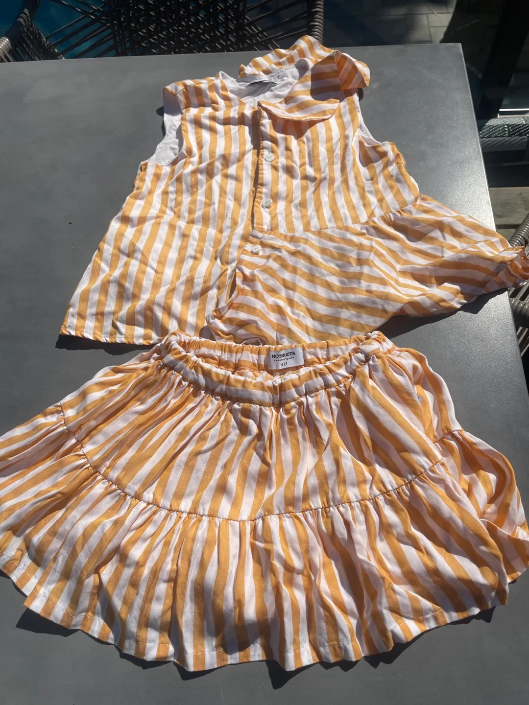 Motoretta Girl's Yellow and White Striped Two-Piece Outfit thumbnail