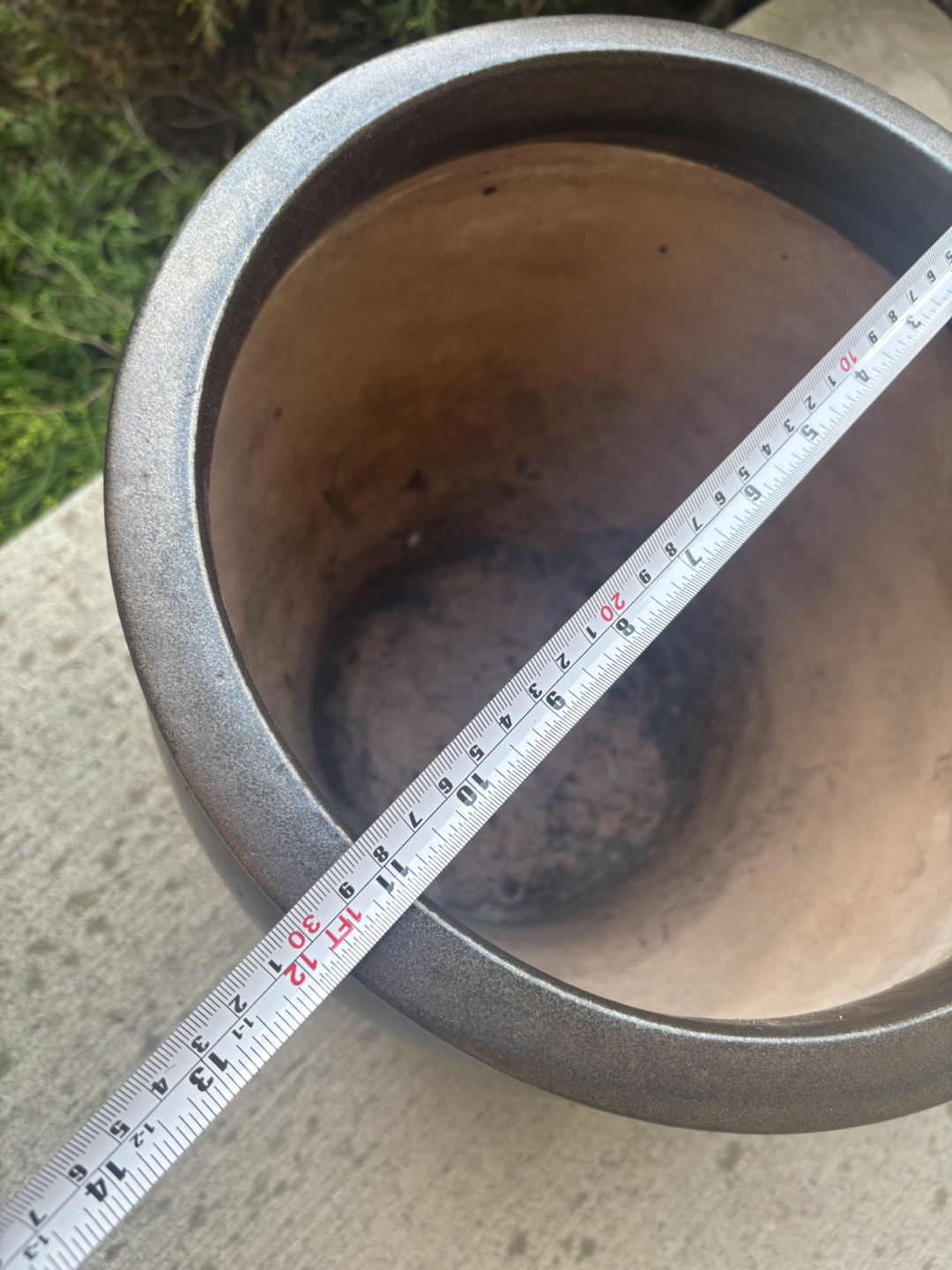 Large Dark Brown Ceramic Planter with Saucer - photo 4