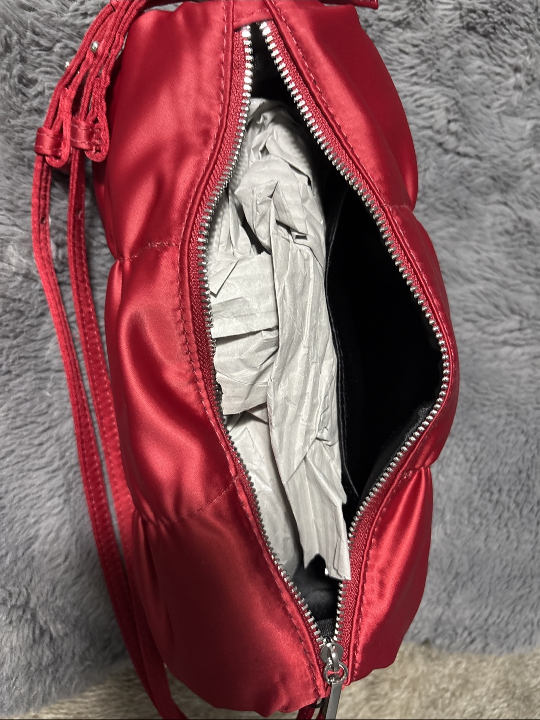 Zara Red Satin Puffy Shoulder Bag - photo 3