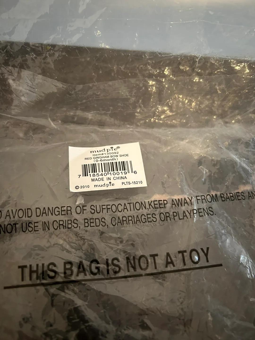 Mud Pie Baby Shoes - Red Gingham with Green Bow image indicator(3)