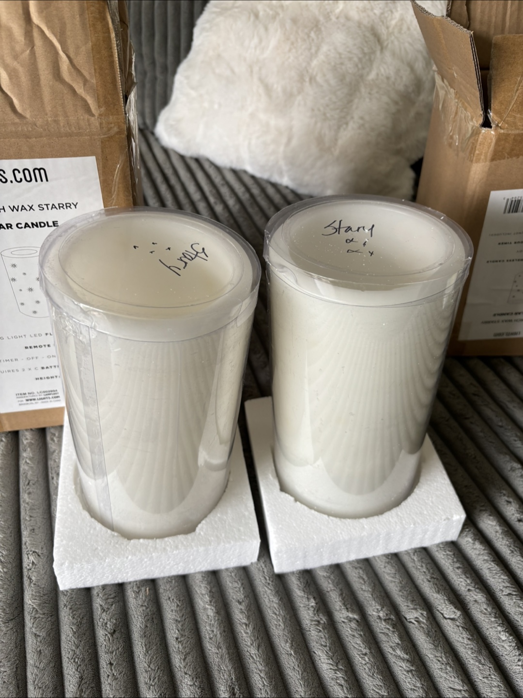 LIGHTS.COM 5x10 inch LED Wax Starry Pillar Candles (Set of 2) - photo 2