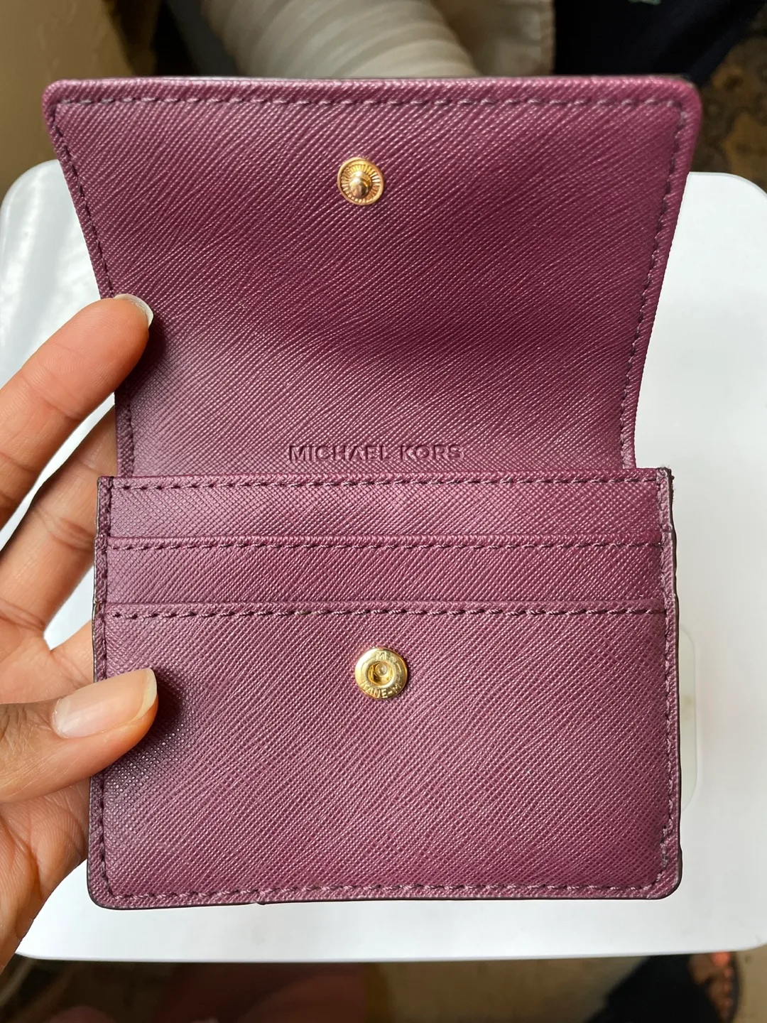 Michael Kors Burgundy Card Holder Wallet image indicator(3)