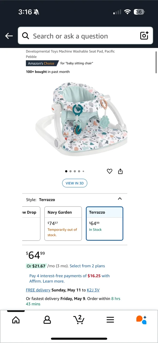 Infant Support Seat - Terrazzo Pattern thumbnail