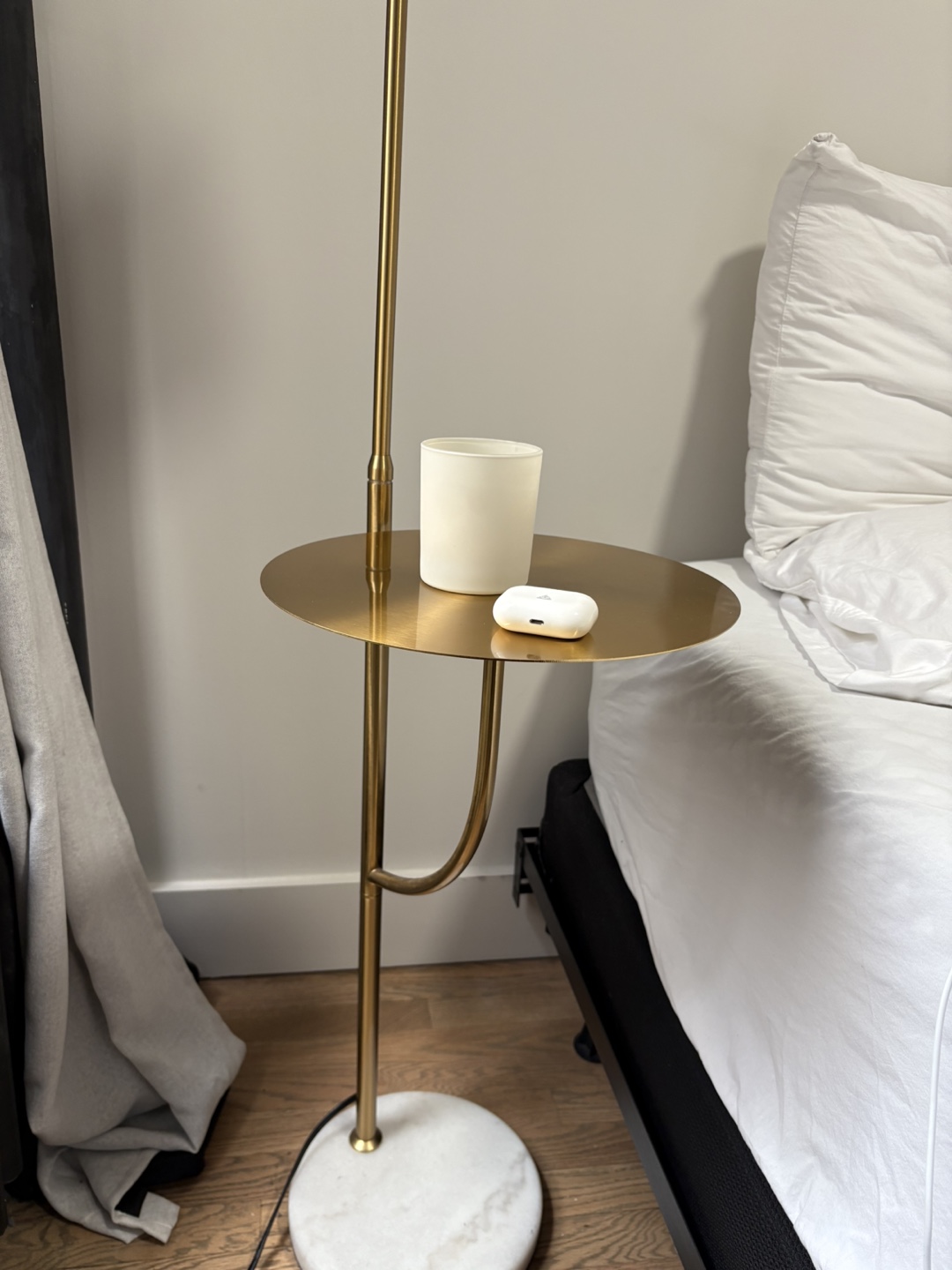 Gold Arc Floor Lamp with Side Table - photo 3