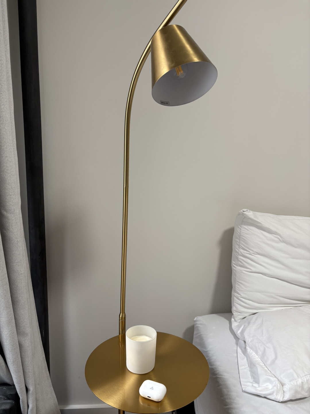 Gold Arc Floor Lamp with Side Table - photo 2