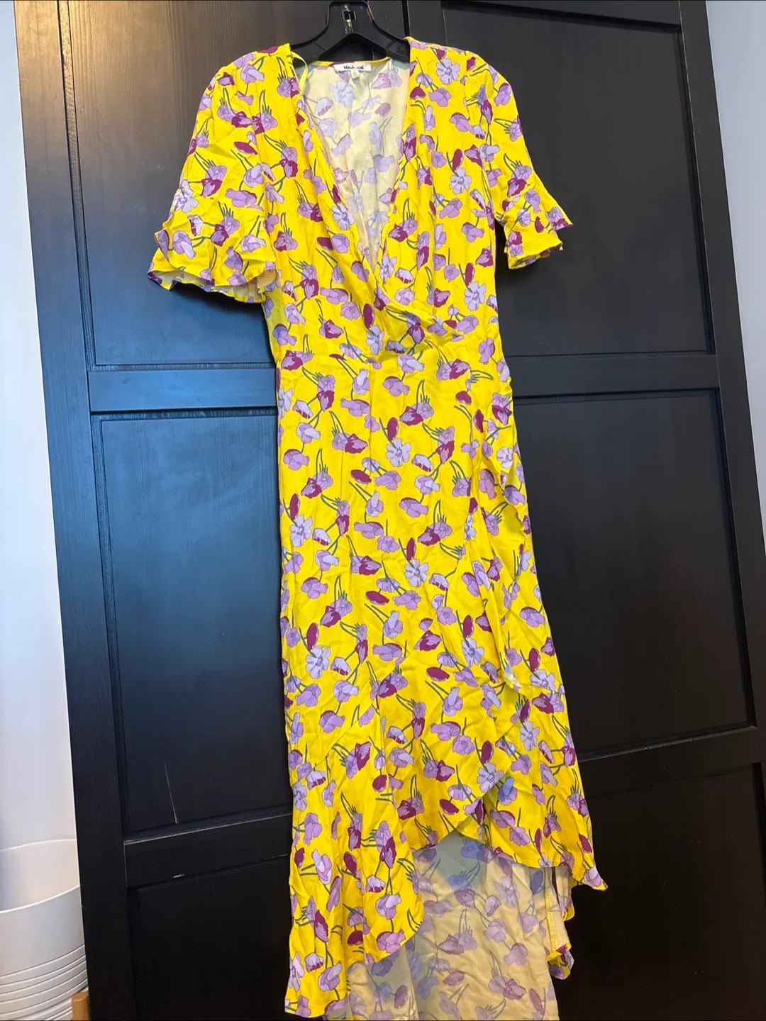 Yellow floral midi dress thumbnail