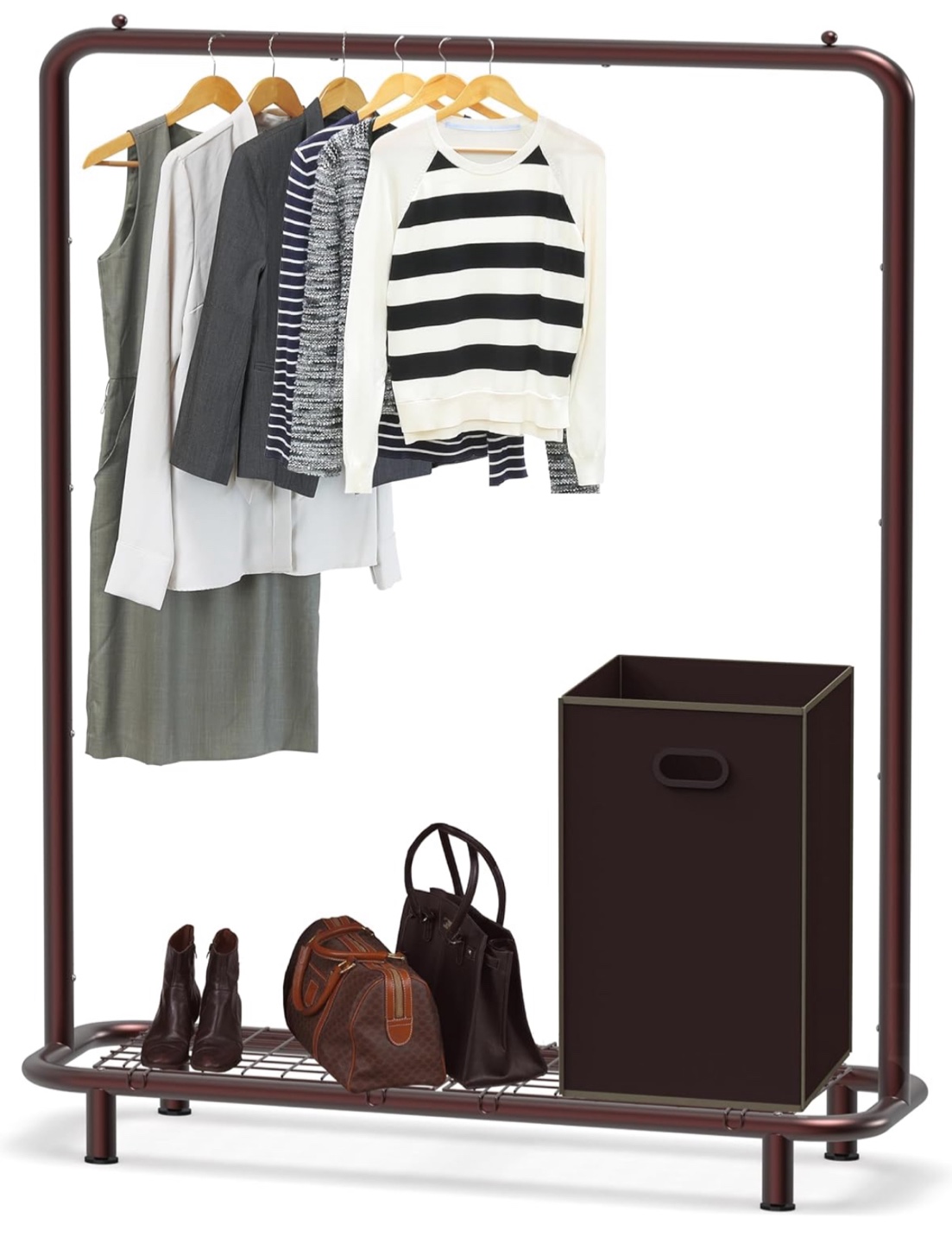 Bronze Metal Garment Rack with Shelf