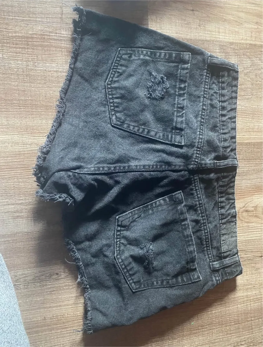 Black Distressed Denim Shorts image indicator(2)