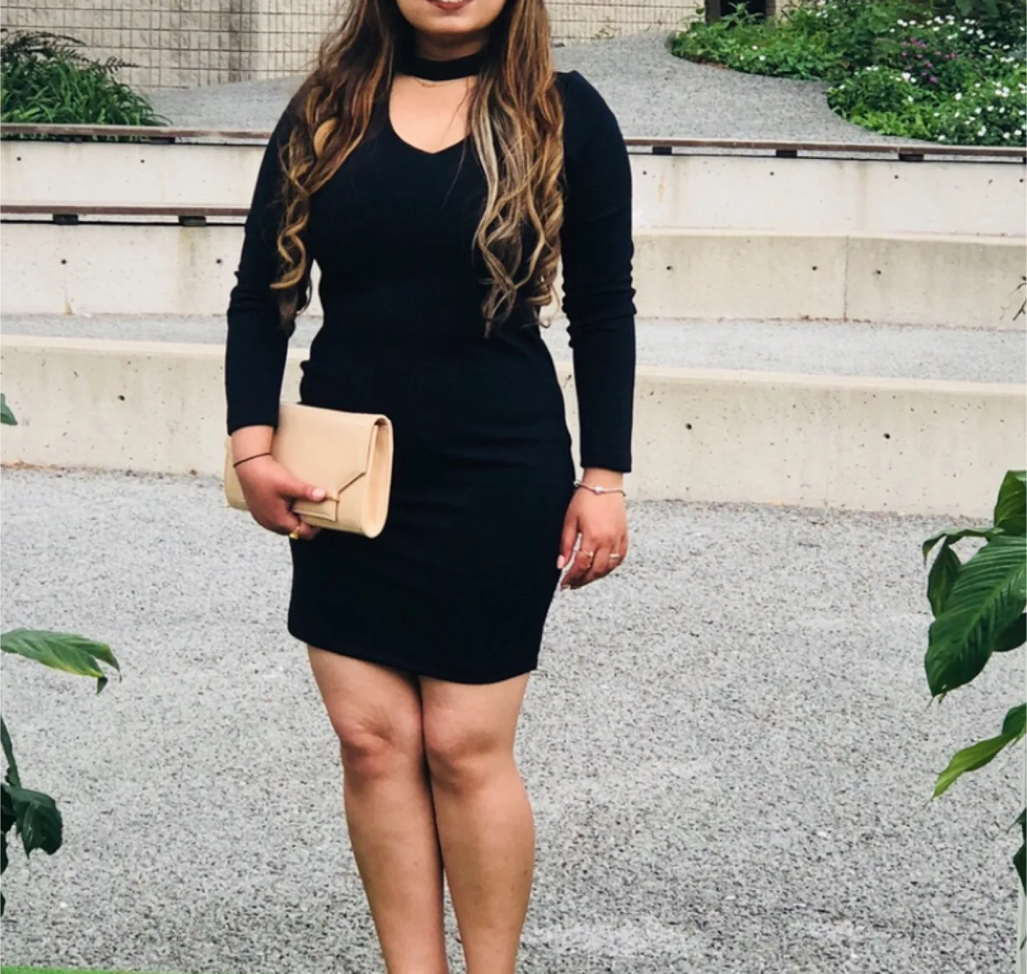 Blue Body-con Dress with Keyhole Neckline thumbnail