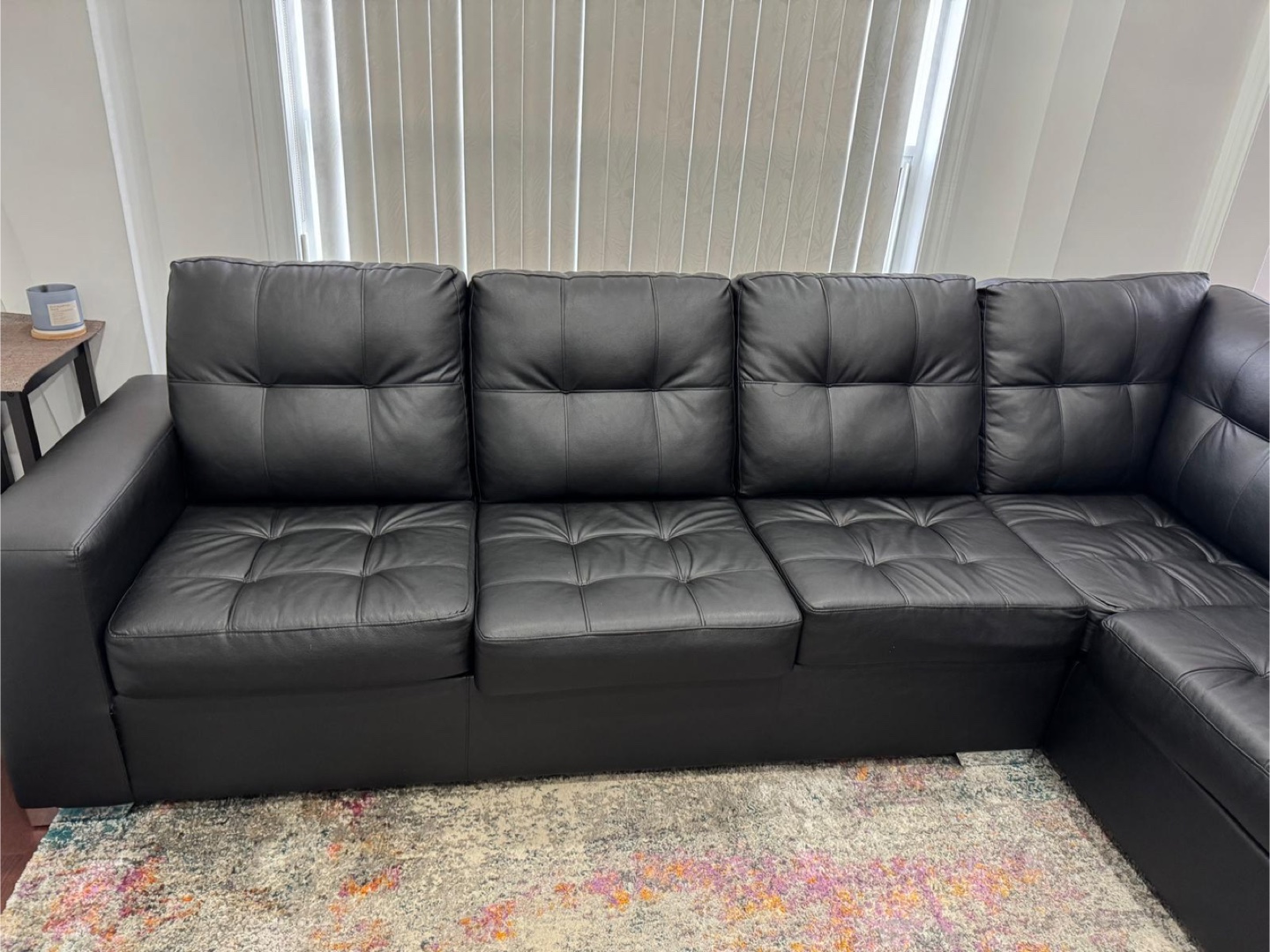 🛋️ Modern Black Faux Leather Sectional Sofa 🛋️ - photo 3