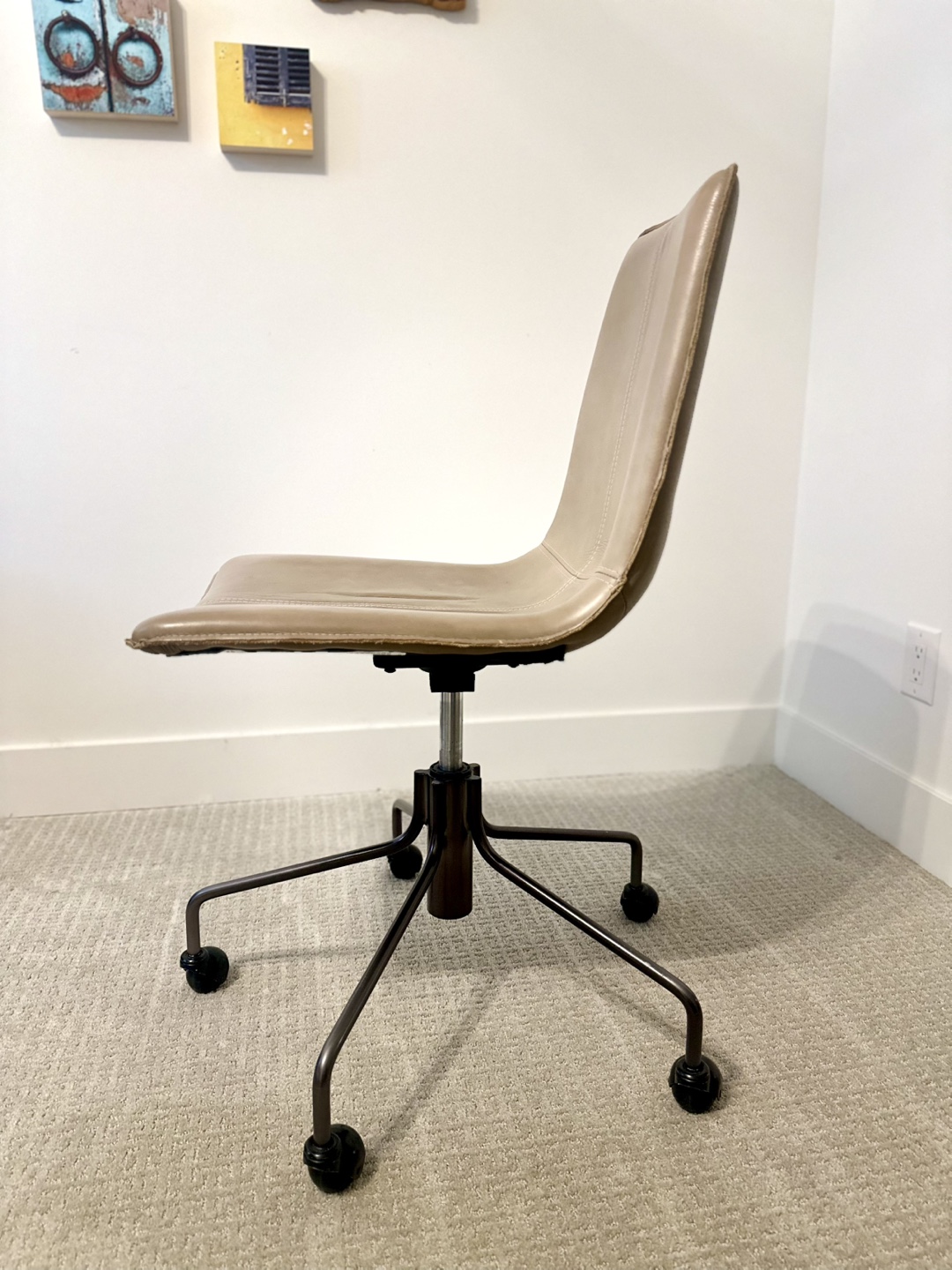 Beige Office Chair with Wheels - photo 4