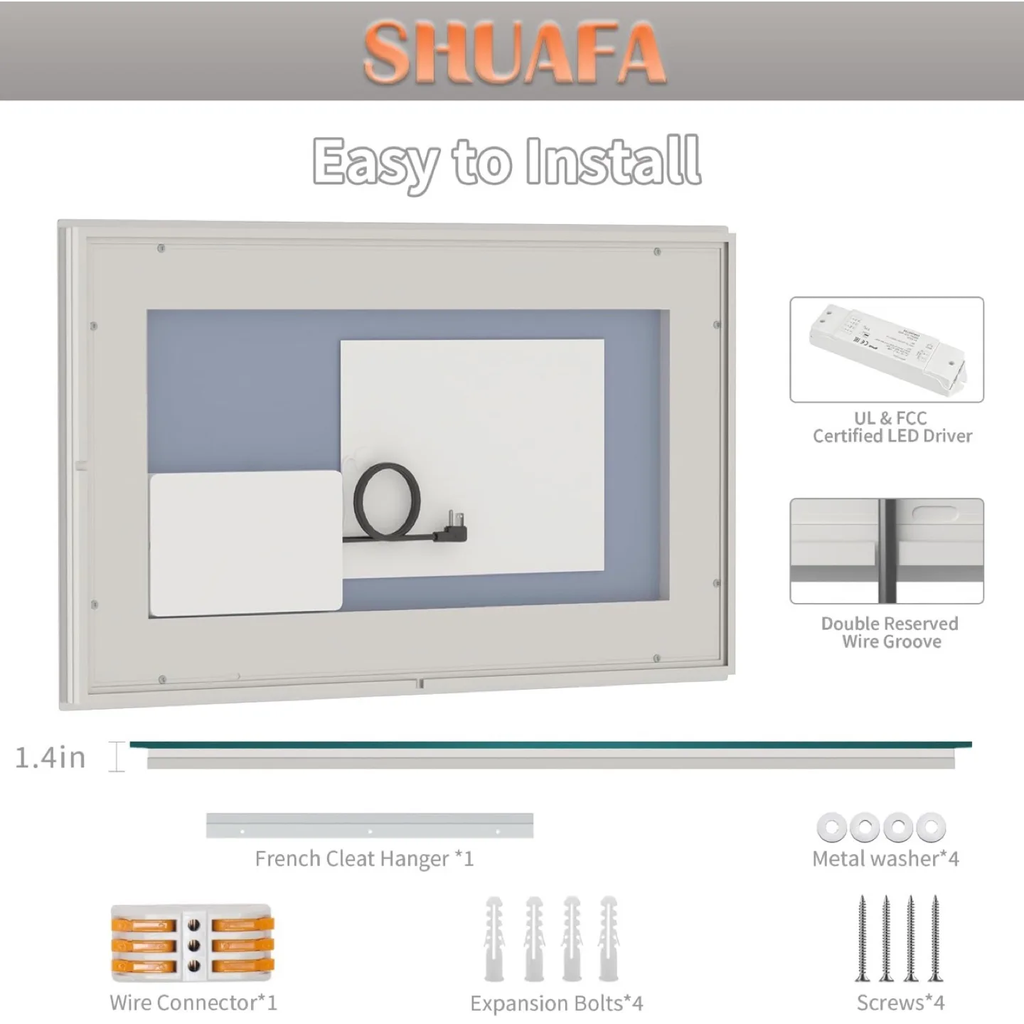 SHUAFA LED Mirror for Bathroom, 40x24 Inch image indicator(8)