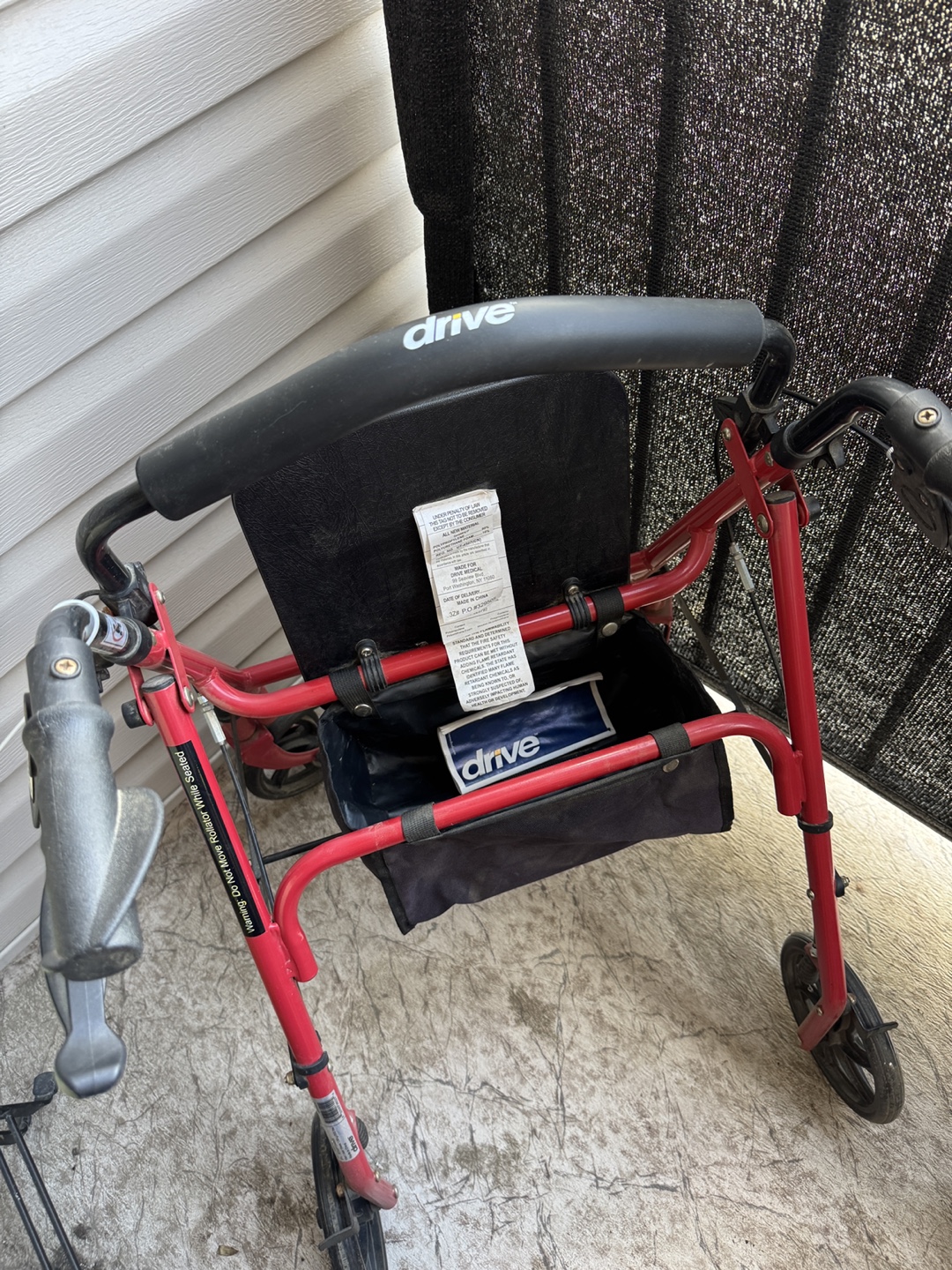 Drive Medical Red Rollator Walker with Seat and Basket