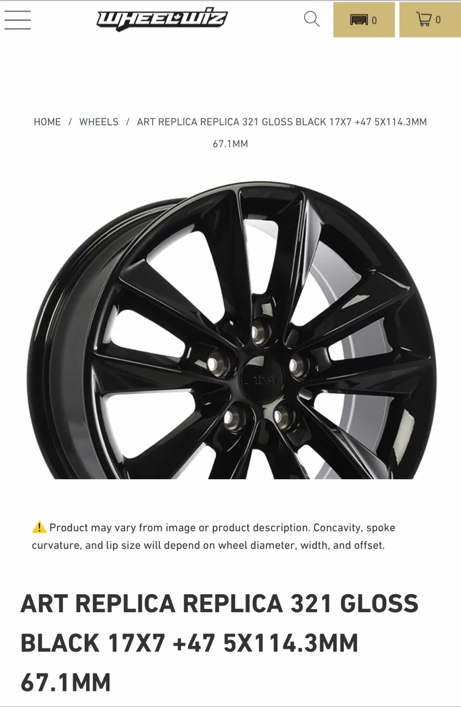 ART Replica Gloss Black 17 inch 5x114.3 rims image indicator(2)