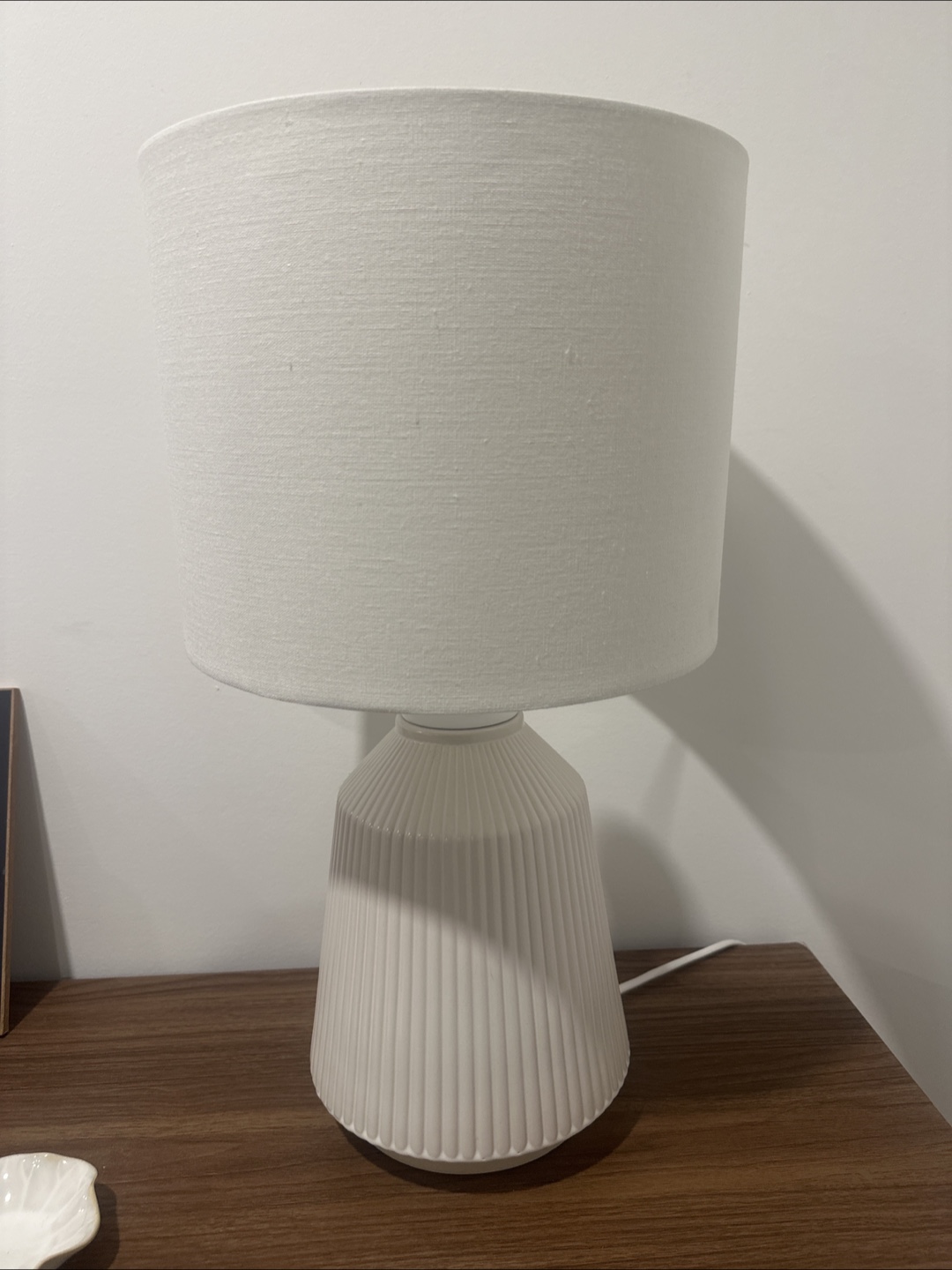 Modern Ceramic White Table Lamp with Linen Shade