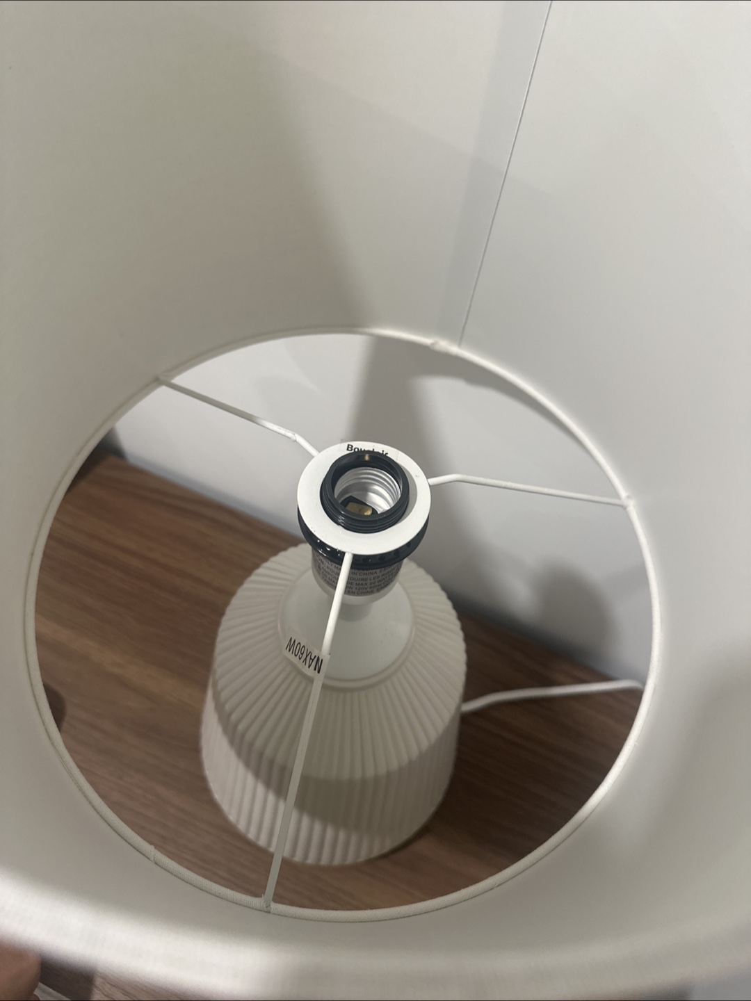 Modern Ceramic White Table Lamp with Linen Shade - photo 2
