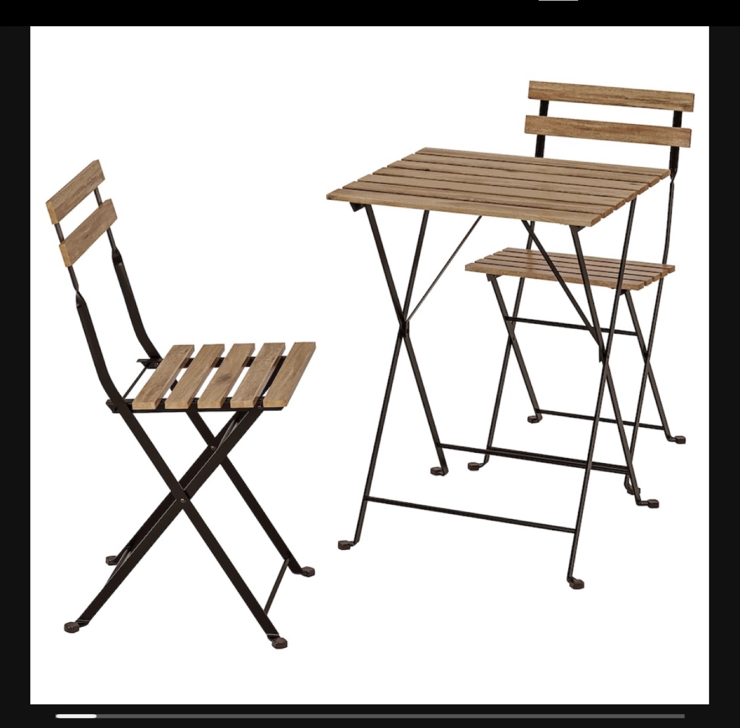 Patio bistro set table with two chairs