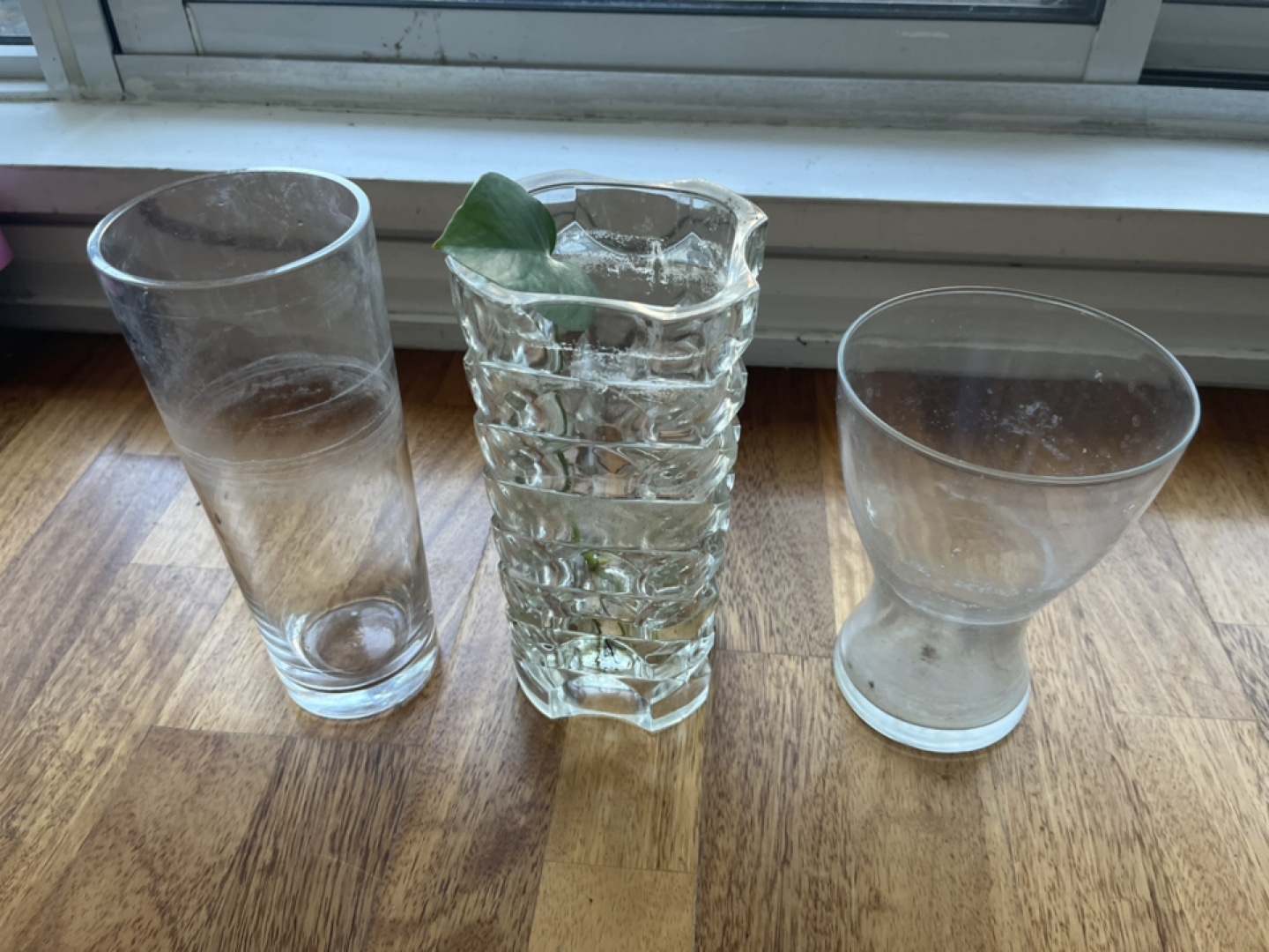 Set of three vintage glass containers