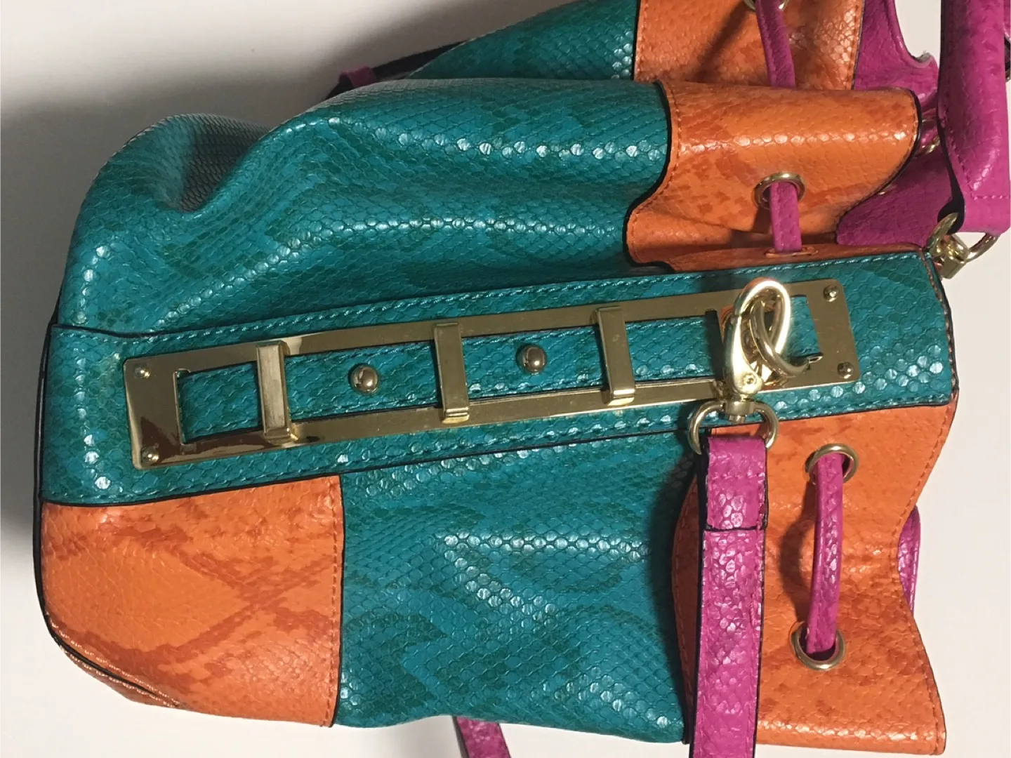 🏒 Aldo Orange Turquoise Multicoloured Bucket Hand Bag image indicator(6)