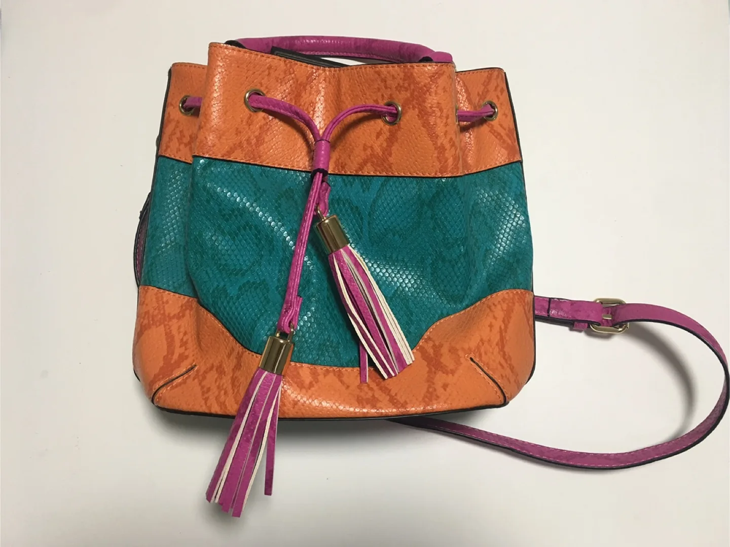 🏒 Aldo Orange Turquoise Multicoloured Bucket Hand Bag image indicator(2)