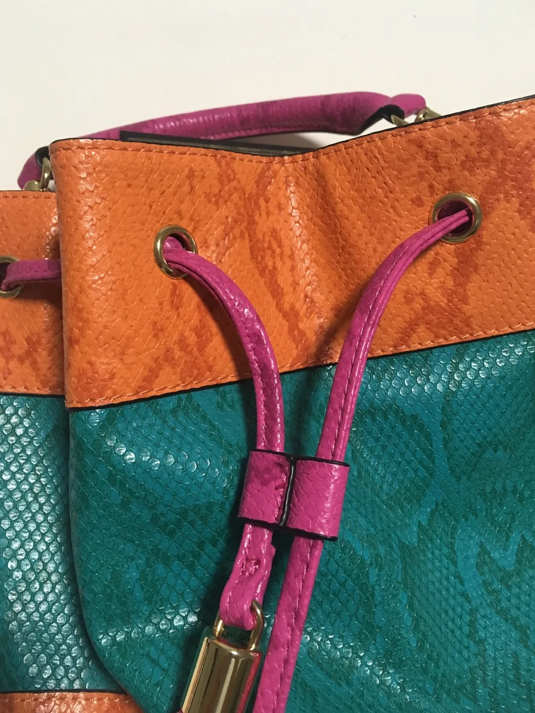 🏒 Aldo Orange Turquoise Multicoloured Bucket Hand Bag image indicator(3)