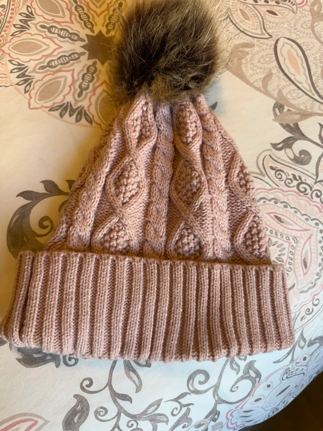 Guess Pink Cable Knit women Pom Beanie 🏒 image indicator(3)