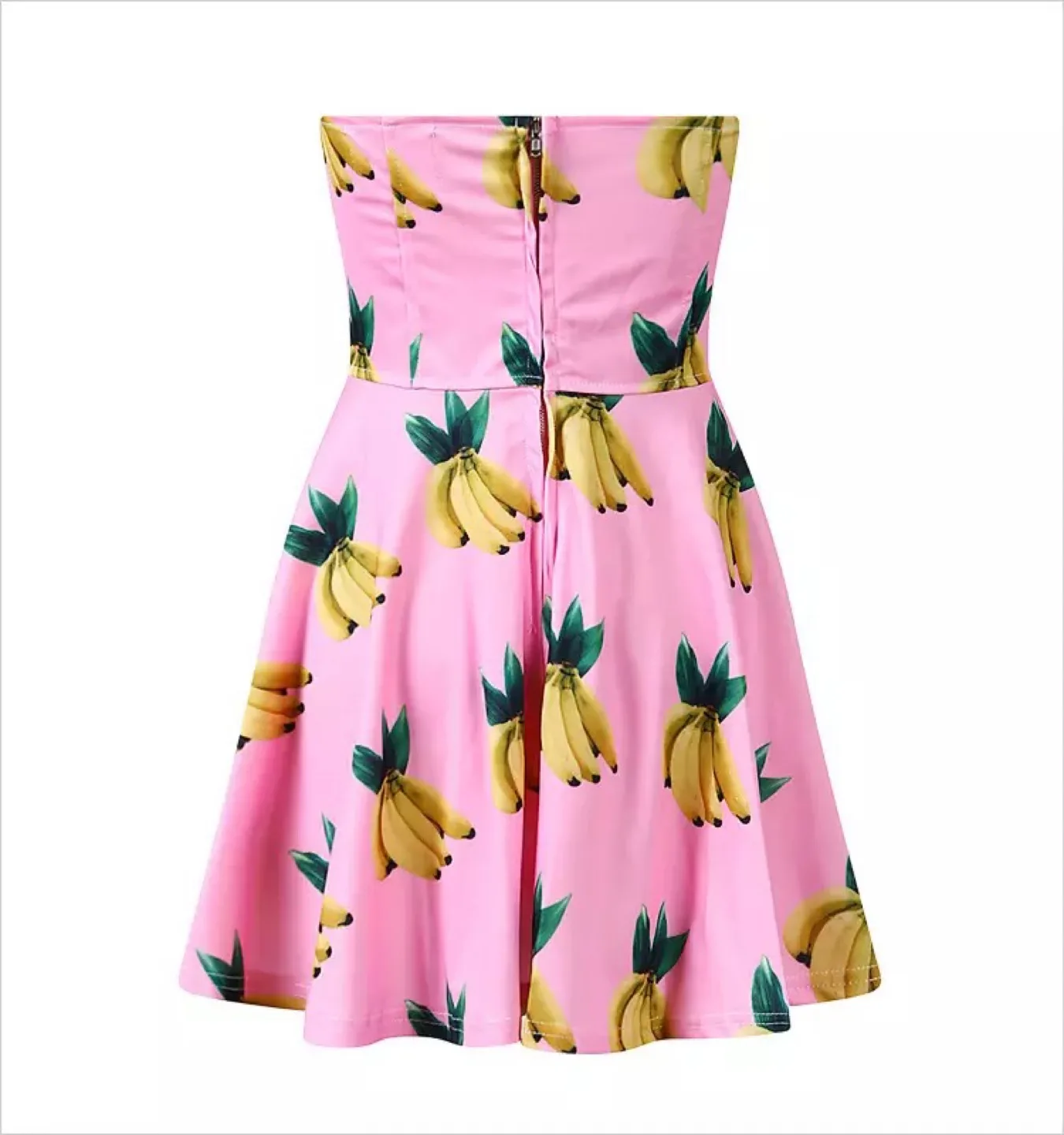 🏒Korea stylenanda banana print tube top dress ladies summer Pink image indicator(2)