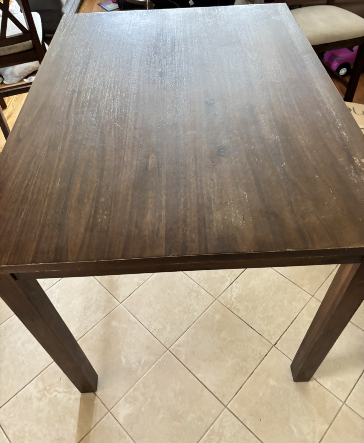 Dark Wood counter height Table with four Matching Chairs