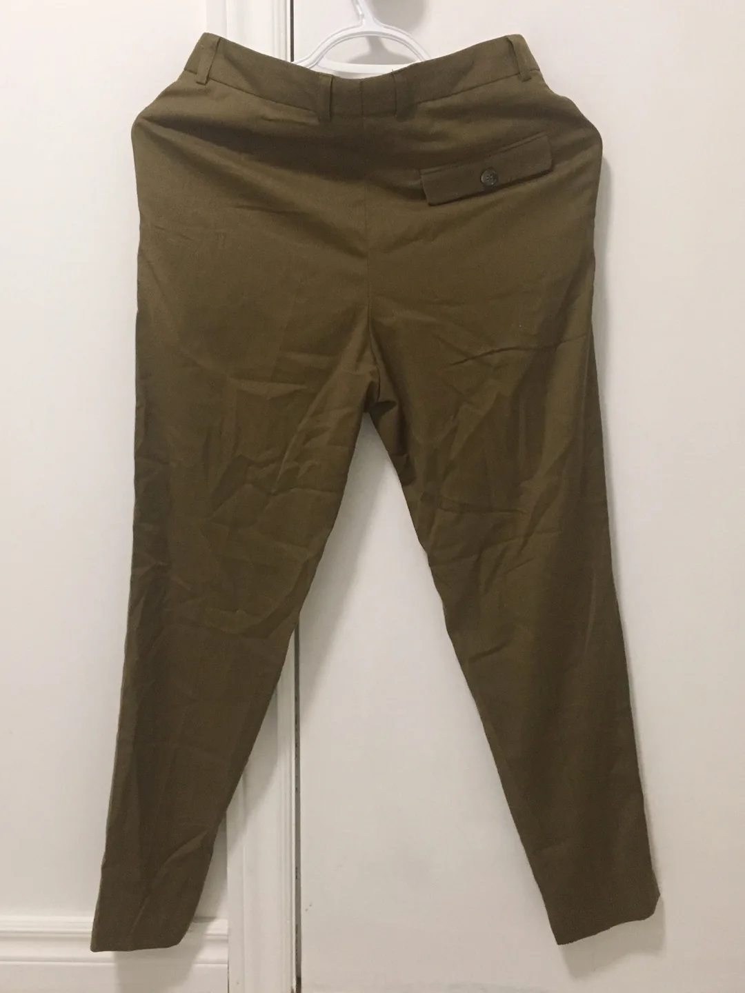 🏒 Topshop Womens Olive Green Dress Pants Front Tapered Small image indicator(2)