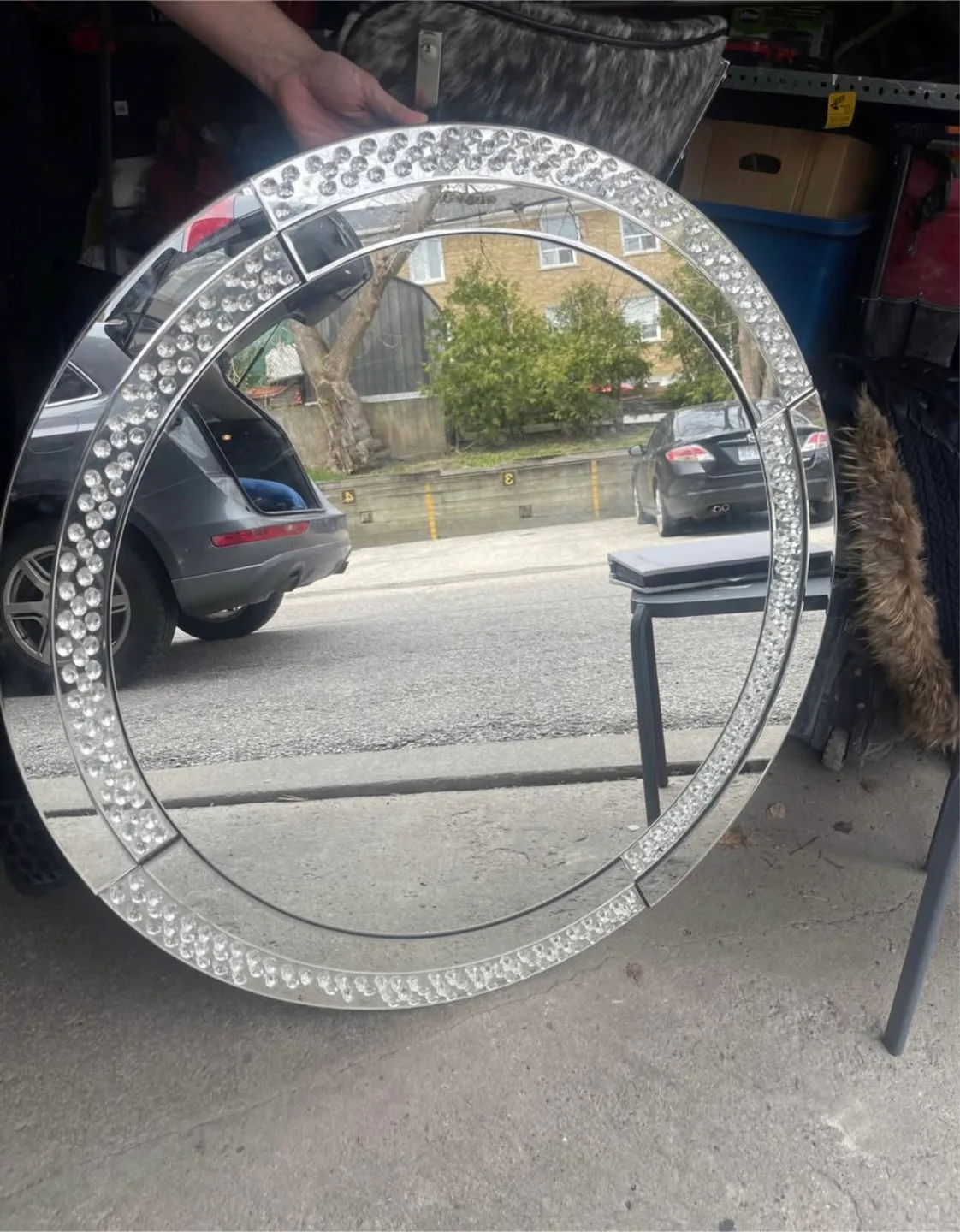 Large Round Crystal-embellished Mirror thumbnail