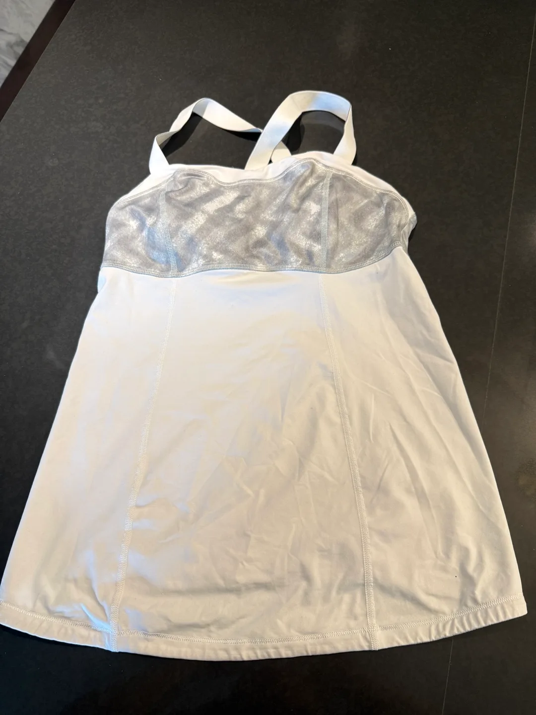 Lululemon White & Silver Workout Tank Top thumbnail