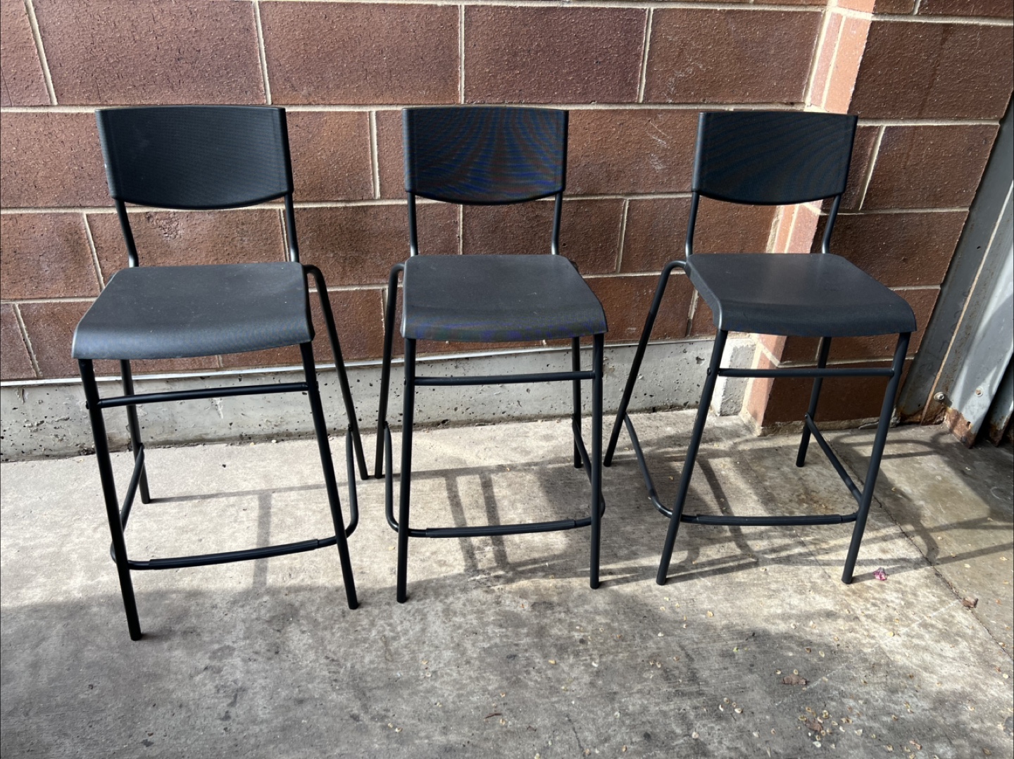 Set of 3 IKEA STIG Black Bar Stools