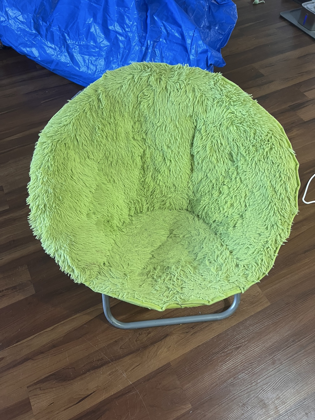 Lime Green Fuzzy Foldable Saucer Chair