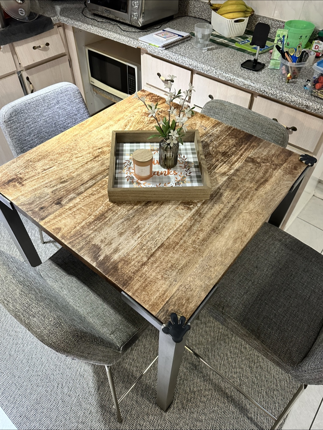 Square kitchen table and four chairs