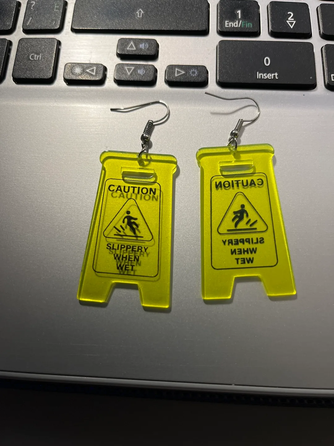 Caution Slippery When Wet Earrings thumbnail