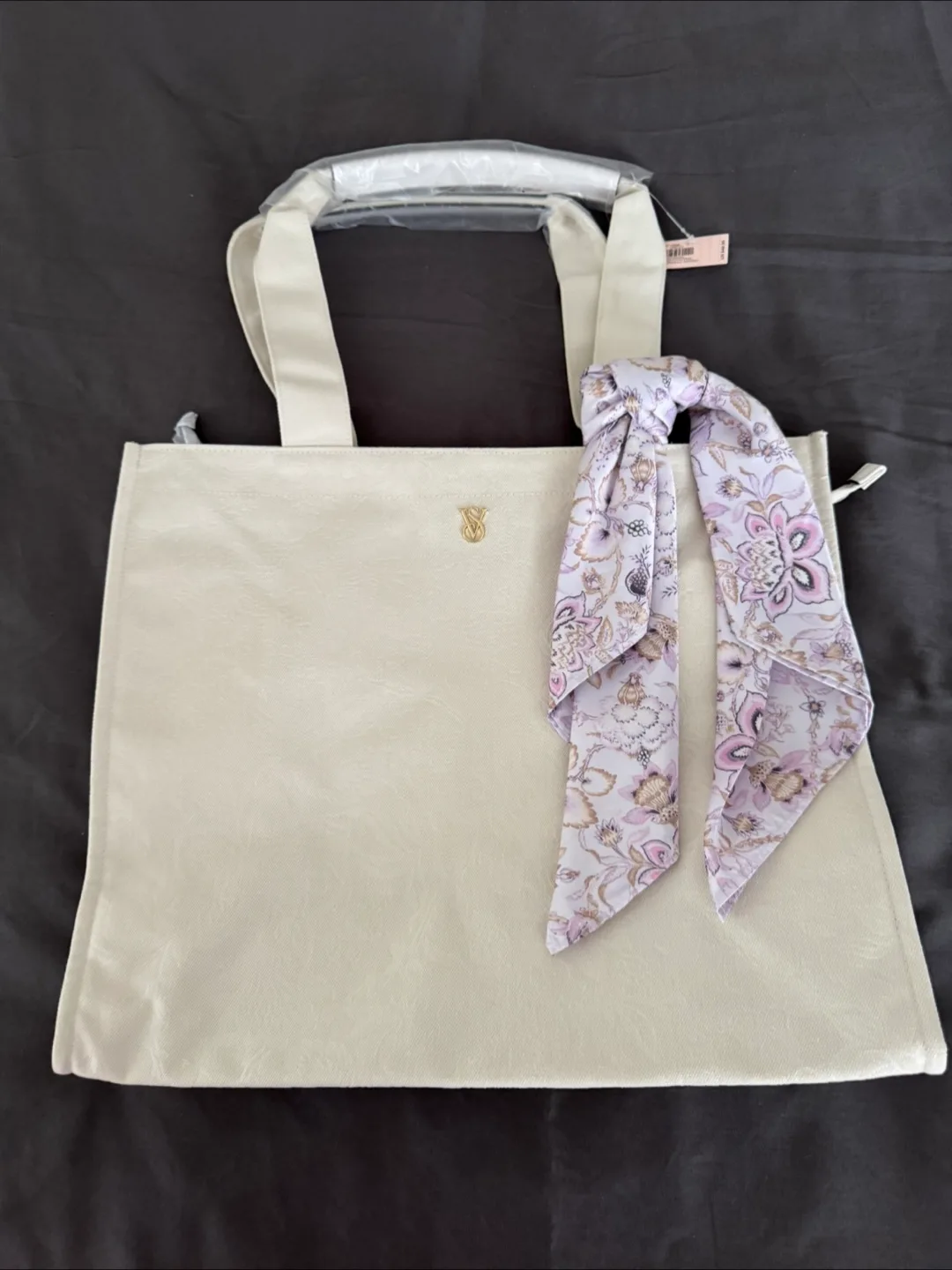 Victoria's Secret Canvas Tote Bag with Scarf 🏒 thumbnail