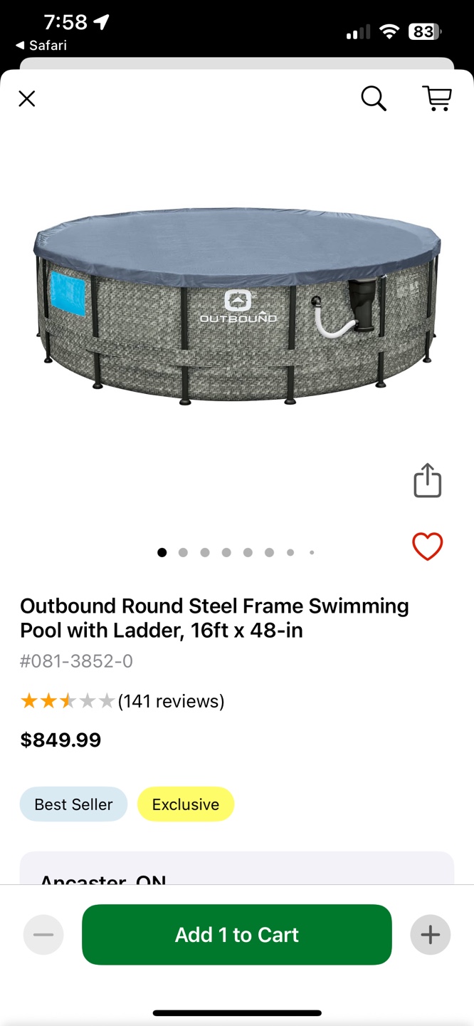 Outbound 16ft Steel Frame Above-Ground Swimming Pool