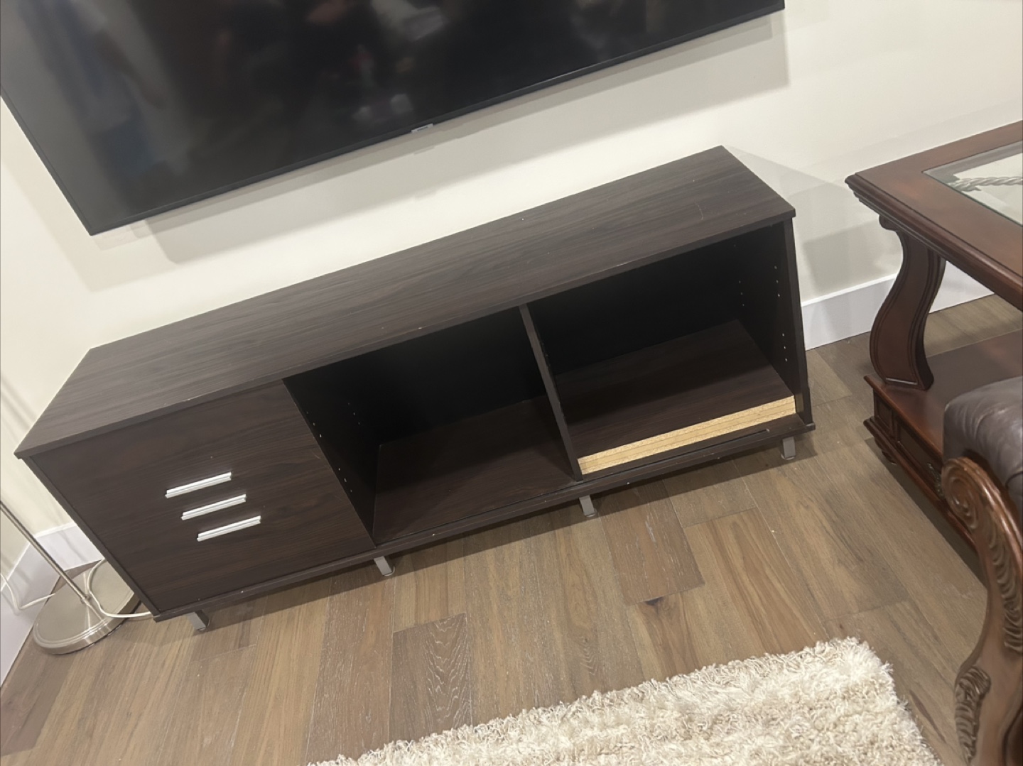 Dark Brown Media Console with Sliding Doors & Drawers