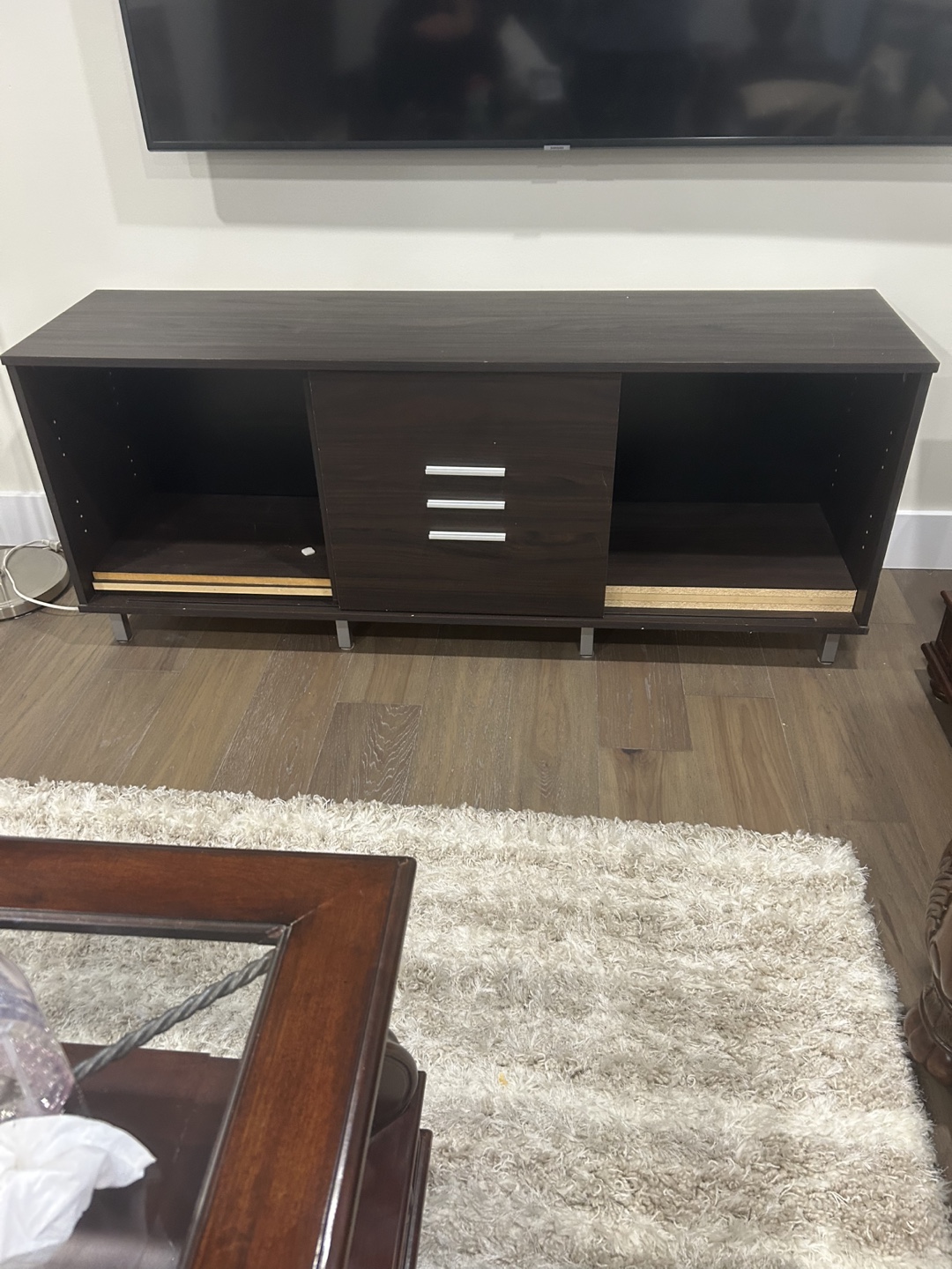Dark Brown Media Console with Sliding Doors & Drawers - photo 2