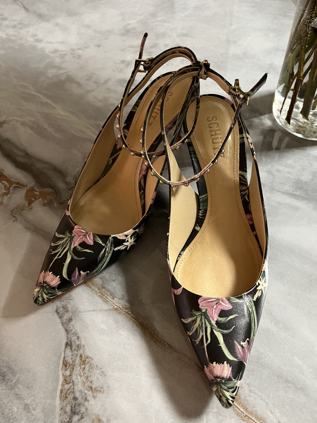 Schutz Floral Slingback Heels