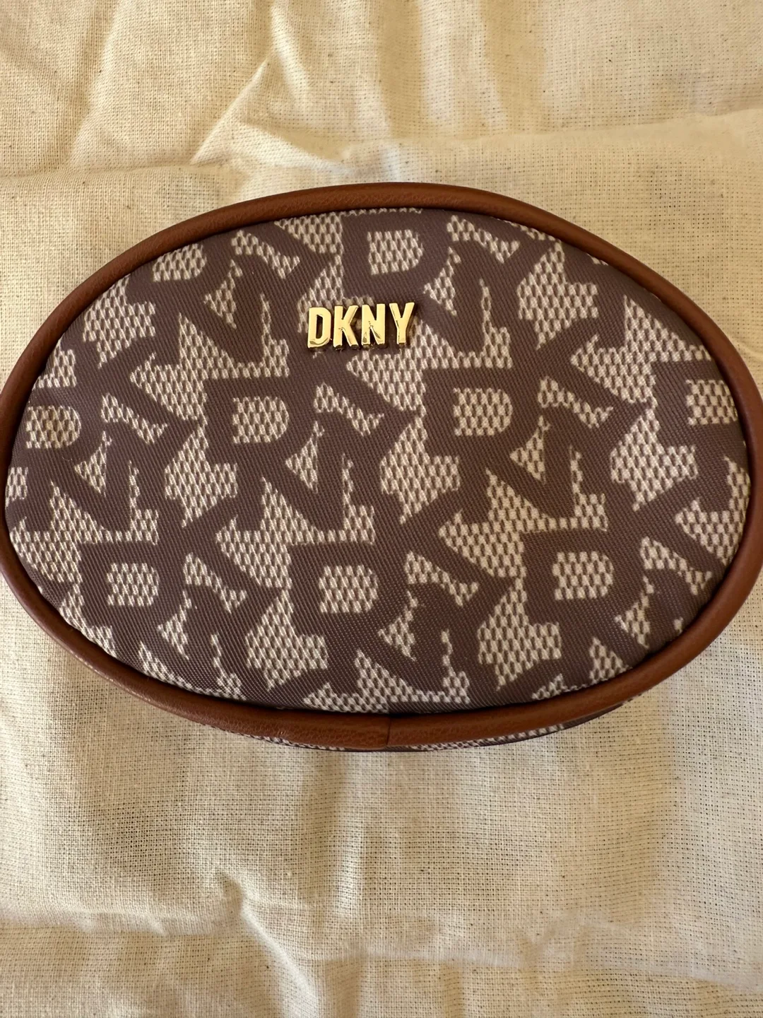 DKNY Oval-Shaped Zip Pouch with Carabiner (New) image indicator(2)