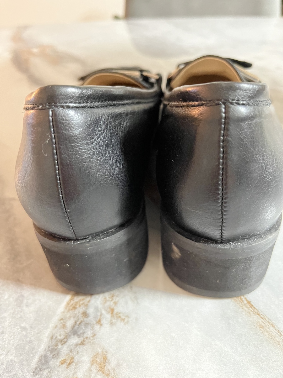 Women's Black Leather Loafers with Silver Buckle - photo 4