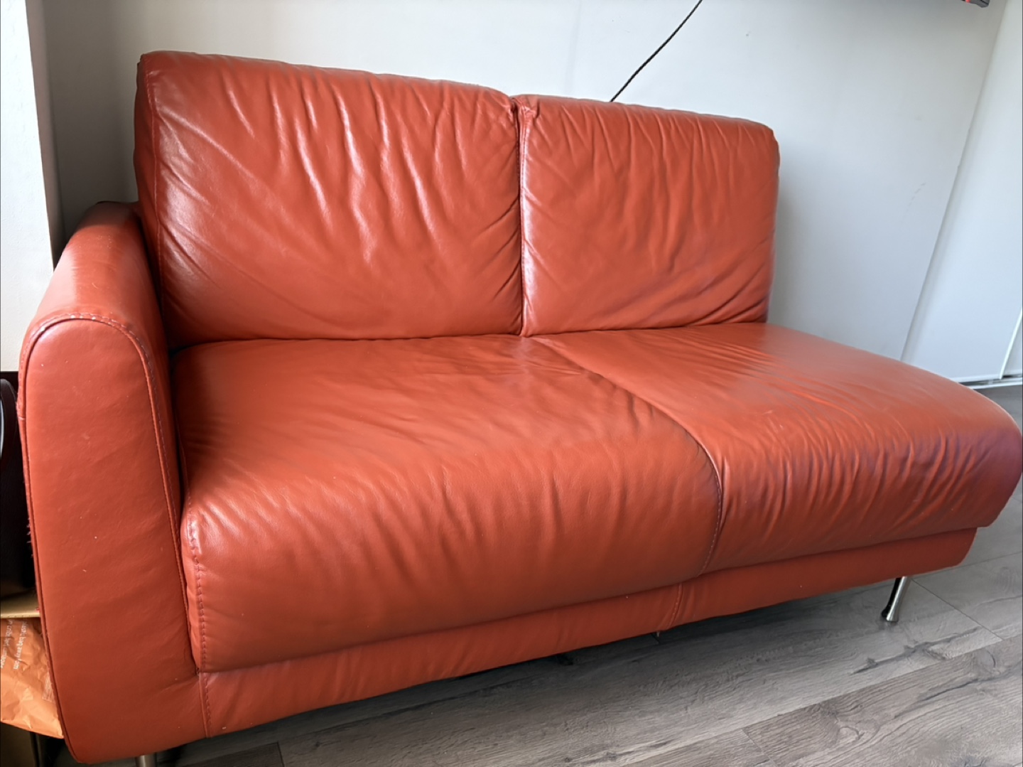 Leather Loveseat - Burnt Orange - photo 4