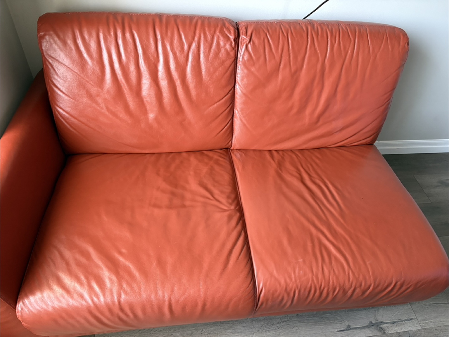 Leather Loveseat - Burnt Orange - photo 3
