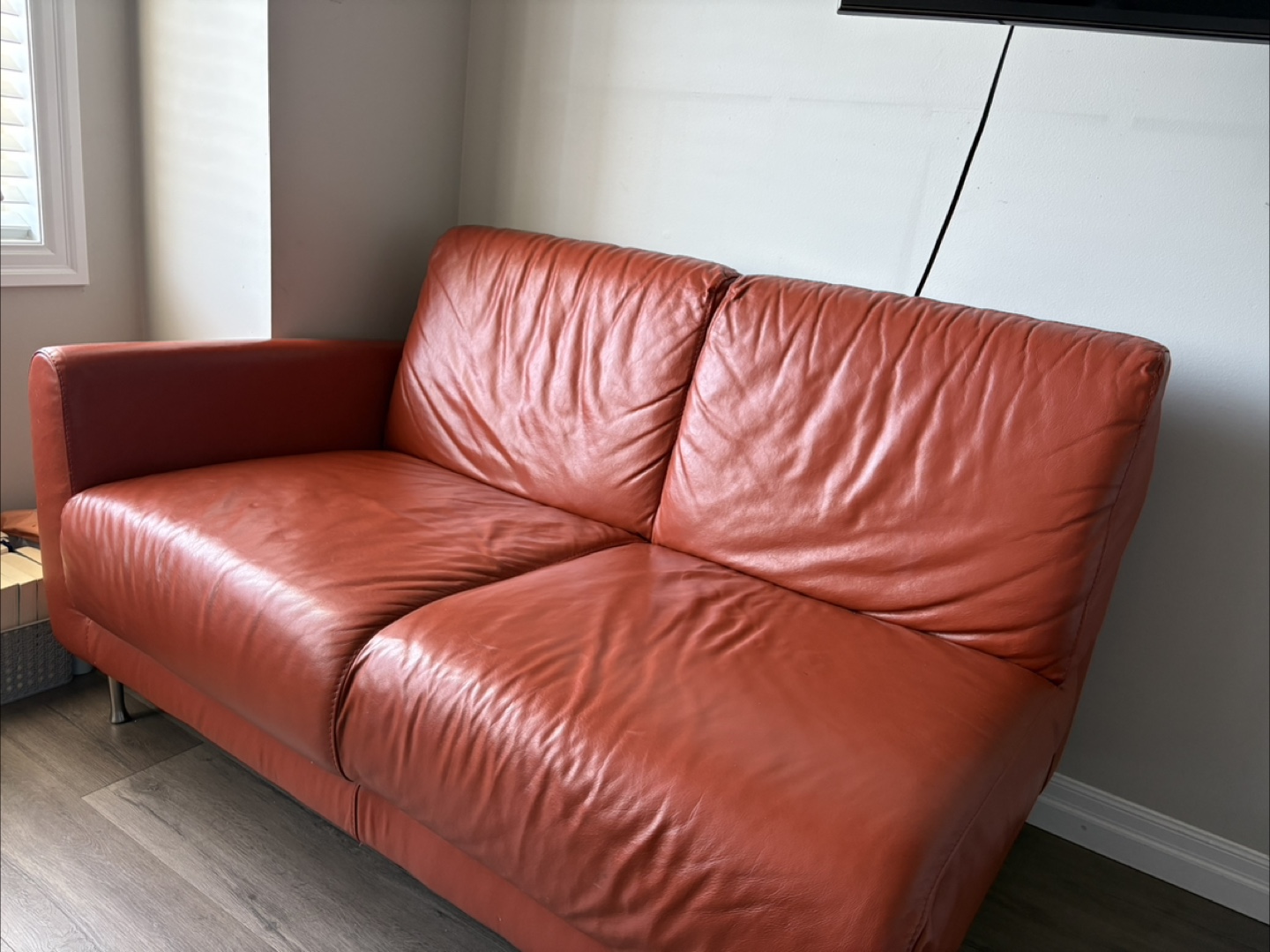 Leather Loveseat - Burnt Orange