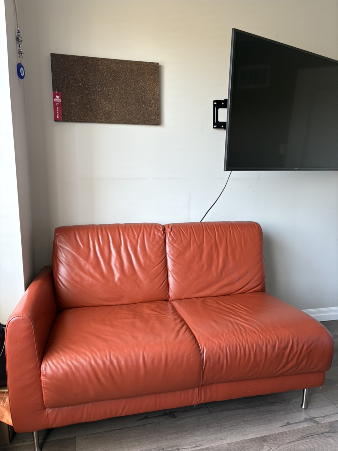 Leather Loveseat - Burnt Orange - photo 2