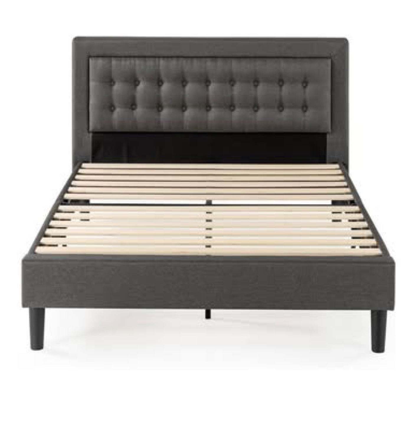 King, Dark Grey Upholstered Platform Bed Frame