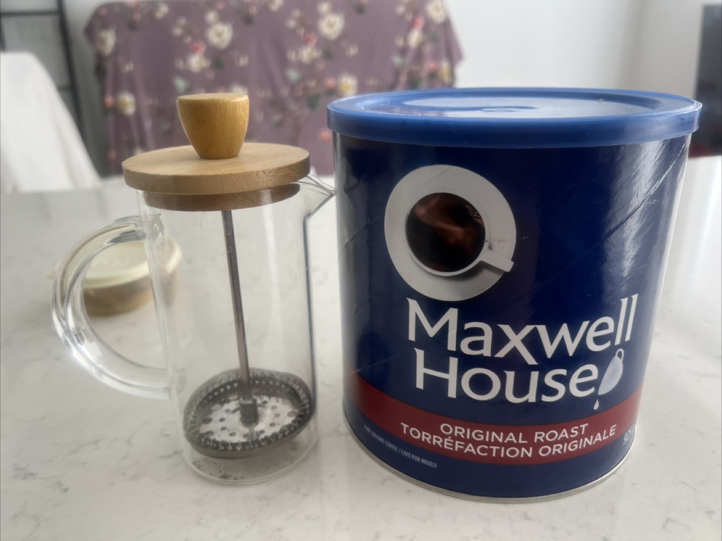 Mini French Press & Maxwell House Coffee